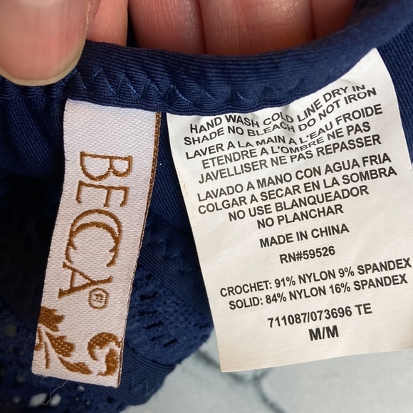 BECCA NWT Show & Tell One-Piece Swimsuit M Lace Crochet Sexy Vacation Coast - Picture 13 of 16